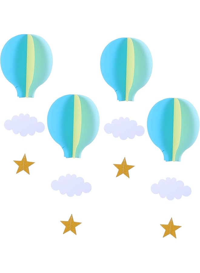 The Bros Wedding Decor Hot Air Balloon Hanging Paper Decoration 4 Pack Hot Air Balloon Party Decor Stars for Kids Bedroom Decor Baby Shower Birthday Party Supplies Ballons Decoration - Image 1