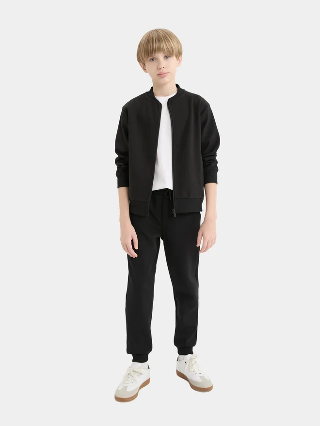 DeFacto DeFacto Kids Black Ribbed Regular Fit Sweatpants