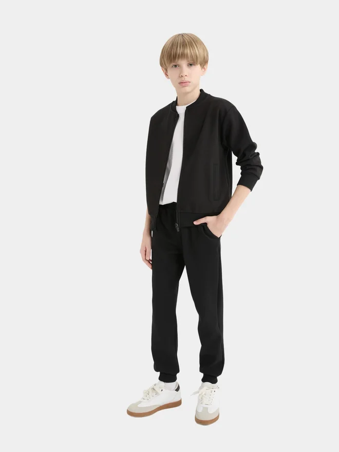 DeFacto DeFacto Kids Black Ribbed Regular Fit Sweatpants