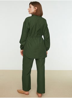 trendyol Khaki High Neck Belted Shirt-Pants Woven Suit TCTSS21AU0247  - Image 5