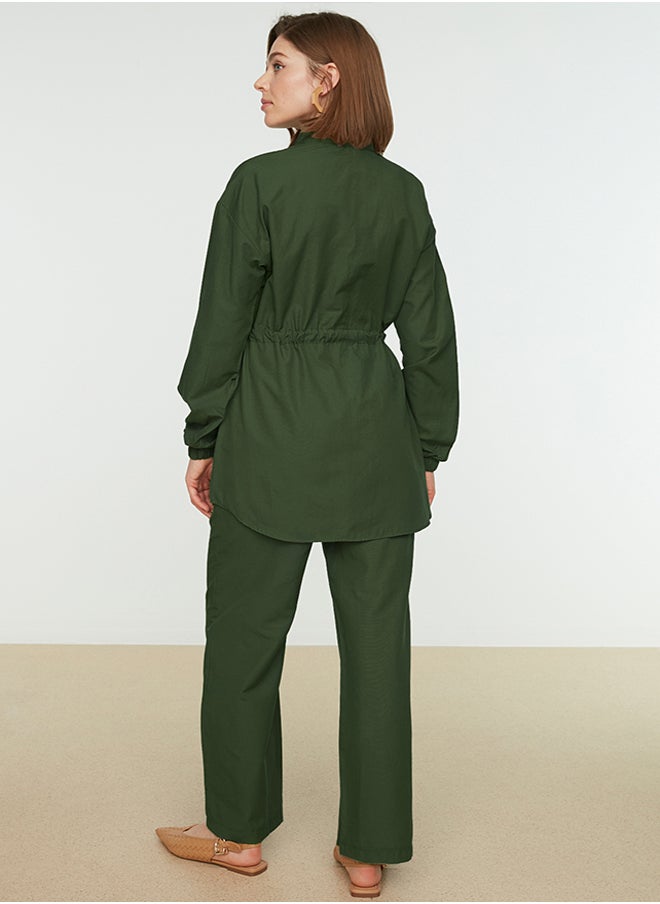 trendyol Khaki High Neck Belted Shirt-Pants Woven Suit TCTSS21AU0247  - Image 5