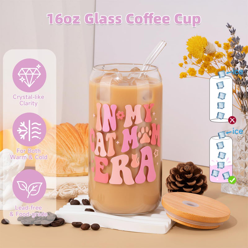 Giftissimo Cat Lover Gifts for Women, Cat Mom Gifts, Catâ€˜s Themed Gift for Christmas Mother's Day Birthdays, Gift for Cats Lovers for Crazy Cats Lady Mom Daughters with Canvas Bag Glass Cup Scented Candle Socks - Image 3