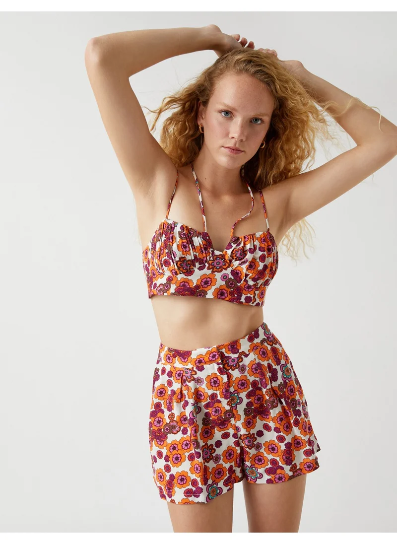 KOTON Floral Crop Top with Strap