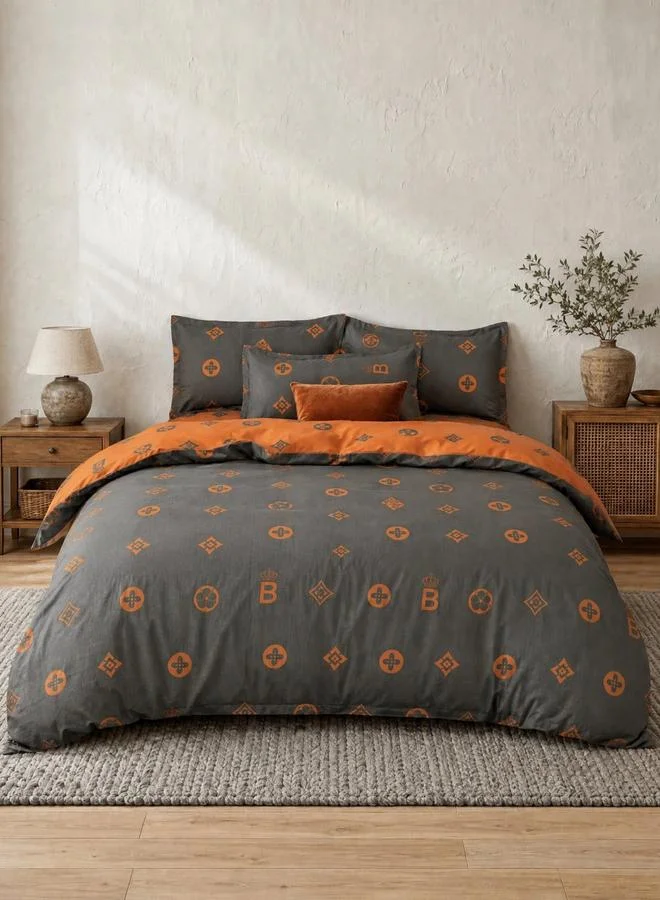 Styli 4-Piece Polyester Quilt Cover Comforter Set - Brown, 180X220Cm