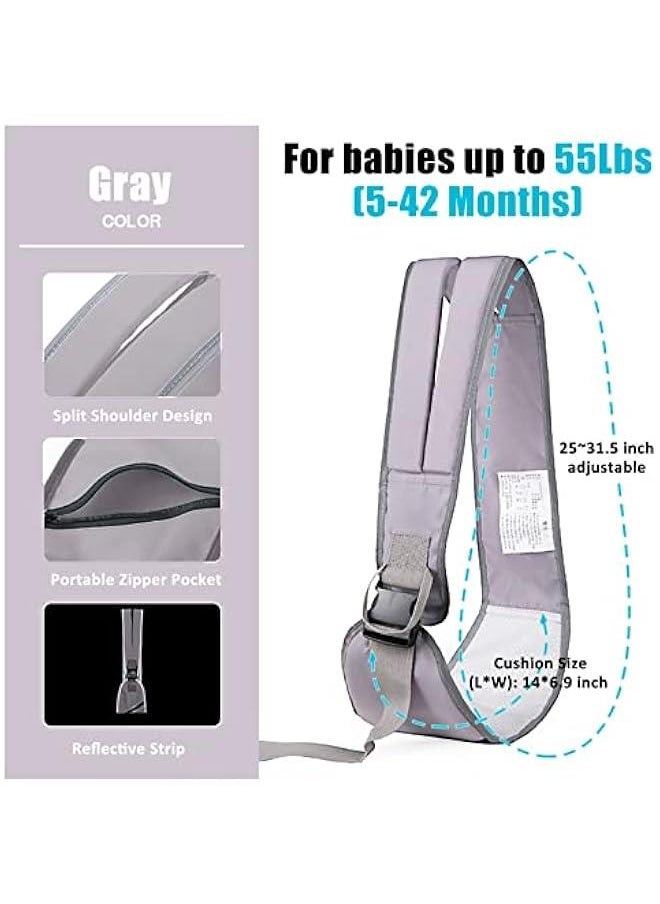 Gonice Portable Baby Carrier, Ergonomic Adjustable Widen Separate Padded Shoulder Straps, Soft Breathable Child Slings for Infants and Toddlers up to 55Lbs,5-42 Months (Gray)  - Image 3
