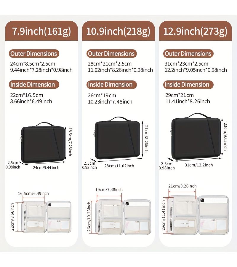 Large Capacity Storage Bag With Pen Compartment And iPad Storage For 12.9 Inches Black Color PU Portable Tablet Bag With Anti Drop Anti Tilt Front Pocket Easy To Carry - Image 2