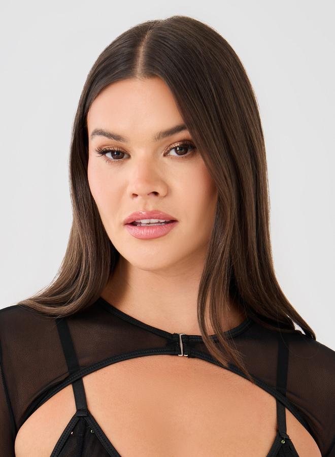 Styli Sequin Butterfly Motif Bra, Skirt, Briefs and Fitted Crop Shrug Set - Image 3