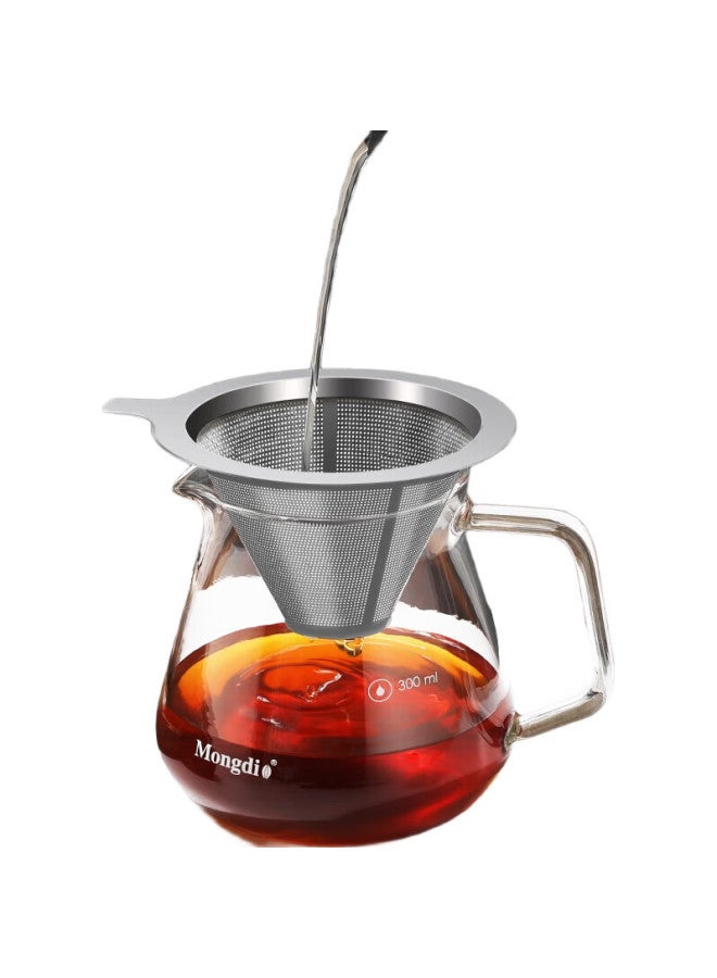 Mongdio Coffee Filter, Ultra-Fine Mesh, Stainless Steel, Pour-Over Coffee Filter Cup, Filter Paper-Free, Coffee Grounds Funnel - Image 3