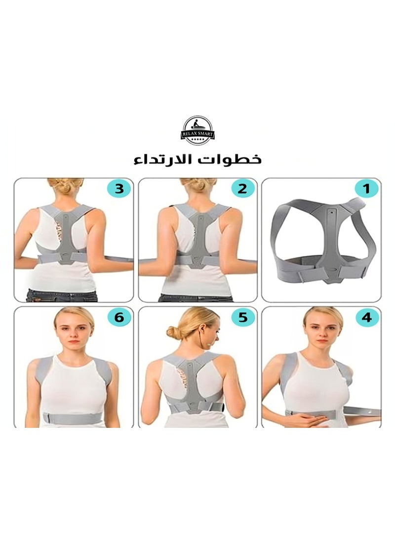 Relax Smart Adjustable Back Support Belt & Posture Corrector – Upper Back Brace for Men and Women, Straightens Spine and Relieves Shoulder, Neck & Back Pain – Size L - Image 4