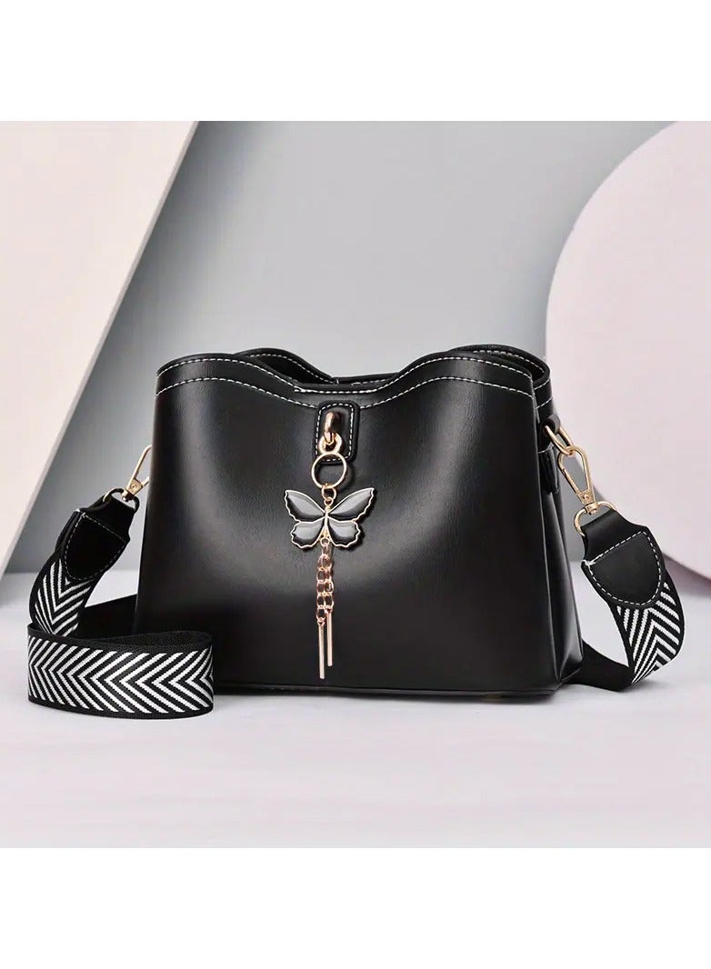 DubaiGallery Trendy Butterfly Bucket Bag, Lightweight Solid Color Shoulder Bag, Perfect Crossbody Bag Fro Everyday Use - Image 2
