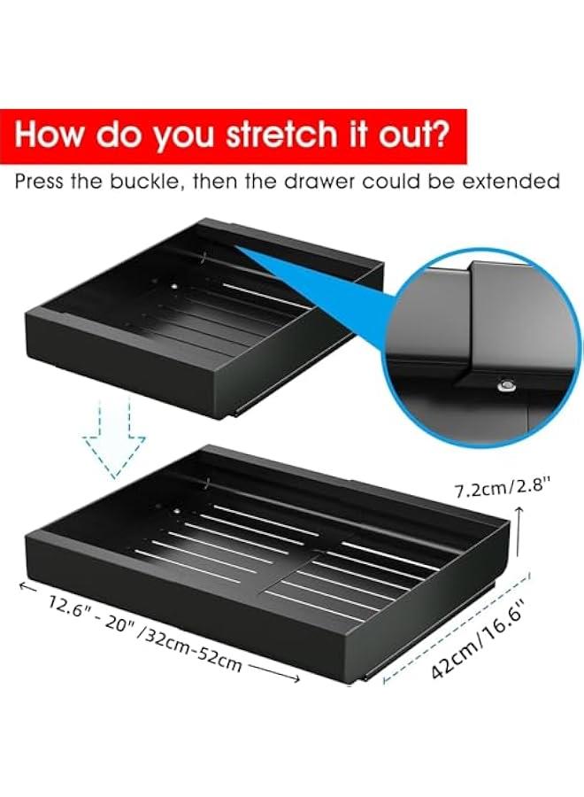 هوكور HOOKOR Pull Out Drawers, Expandable(12.6-20) Drawer, Non Drilling Expandable Cabinet,Roll out Shelf Storage for Kitchen Base Cabinet Organization, Bathroom, Home (Black(1pcs)) - Image 2