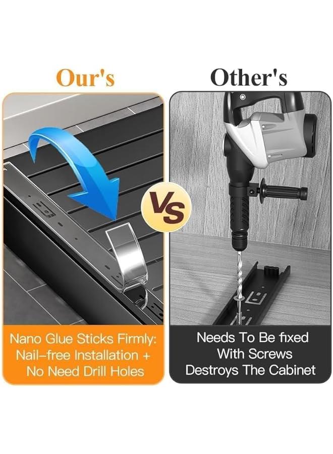 هوكور HOOKOR Pull Out Drawers, Expandable(12.6-20) Drawer, Non Drilling Expandable Cabinet,Roll out Shelf Storage for Kitchen Base Cabinet Organization, Bathroom, Home (Black(1pcs)) - Image 5