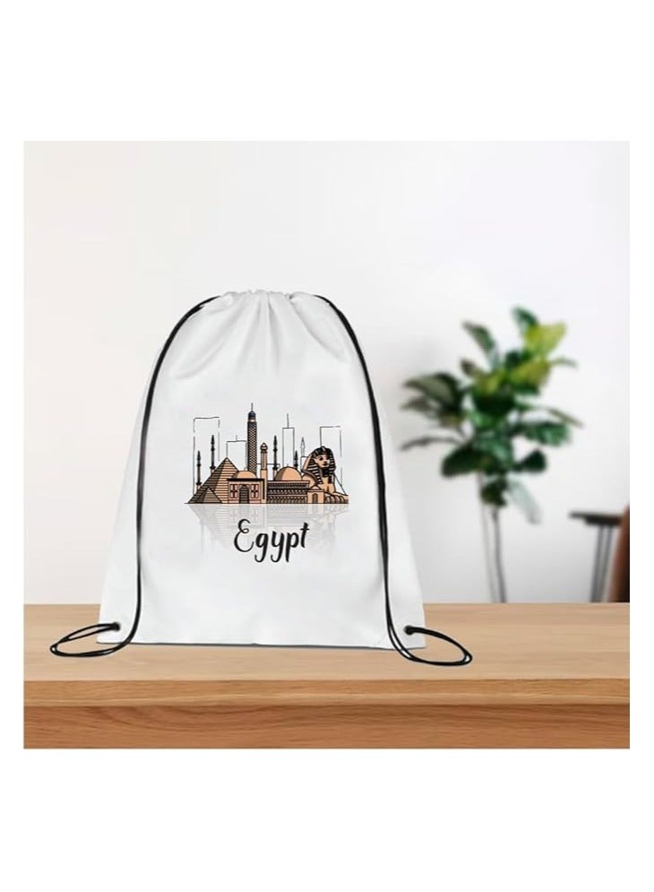 Egypt National Day Drawstring Bag - Gift for Egypt National Day with Skyline Drawstring Bag - Perfect for Gym and Travel (Black, Pack of 12) - Image 2