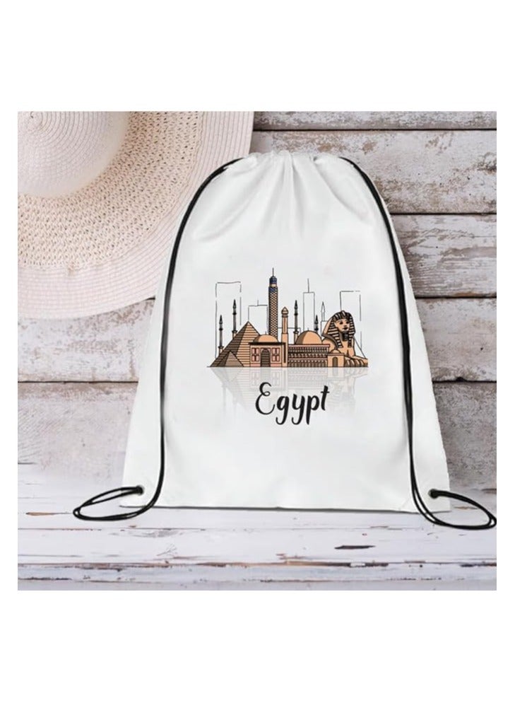 Egypt National Day Drawstring Bag - Gift for Egypt National Day with Skyline Drawstring Bag - Perfect for Gym and Travel (Black, Pack of 12) - Image 4