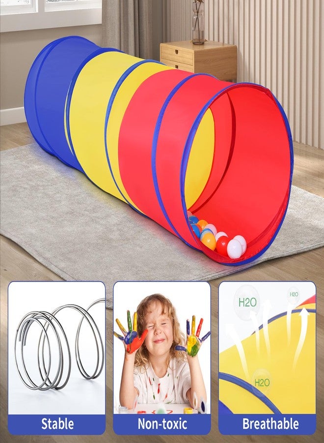 Hoohtoot Kids Play Tunnel Tent for Toddlers, Colorful Pop Up Crawl Through Passage, Indoor & Outdoor Tunnel Toy for Kids Backyard Playset, Dog Cat Pet Pipe (Red, Yellow and Blue Mesh Tunnel) - Image 4