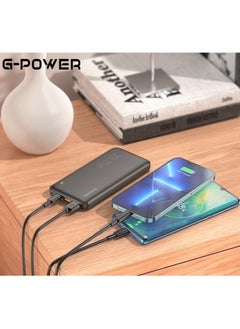 جي باور G-Power GP007 باور بانك فائق النحافة بسعة 10000 مللي أمبير في الساعة - 4 منافذ (2USB وMicro وType-c) شحن سريع 22.5 وات - أسود  - Image 5