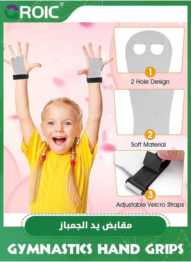 GROIC 4 Pieces Gymnastics Grips Black Gymnastic Hand Grips Athletic Pink Wrist Bands Terry Cloth Sweat Bands Adults Sports Accessories for Youth Basketball Tennis Football Baseball, L  - Image 3