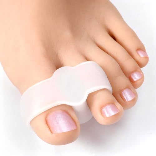 ElevateTech 12 Pack Bunion Toe Separators Corrector for Big Overlapping Toes Gel Toe Spacers for Women Men Bunion Corrector with 2 Loops Silicone Toes Separators for Bunions Feet Clear - Image 1