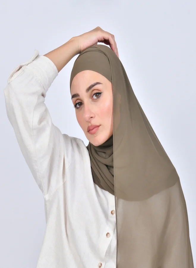 HAWRAA ABAYA Chiffon scarf with tie closure - olive brown