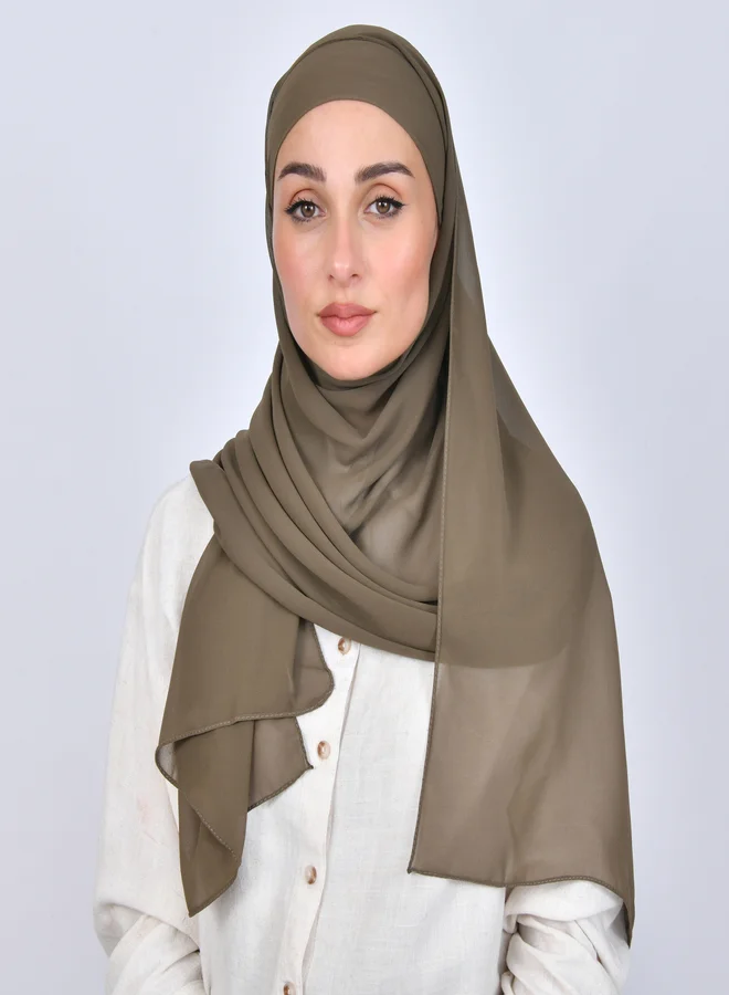 HAWRAA ABAYA Chiffon scarf with tie closure - olive brown