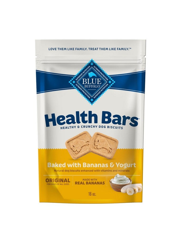 Blue Buffalo Health Bars Crunchy Dog Biscuits, Oven-baked Dog Treats Made with Natural Ingredients, Bananas & Yogurt, 16-oz Bag - Image 1