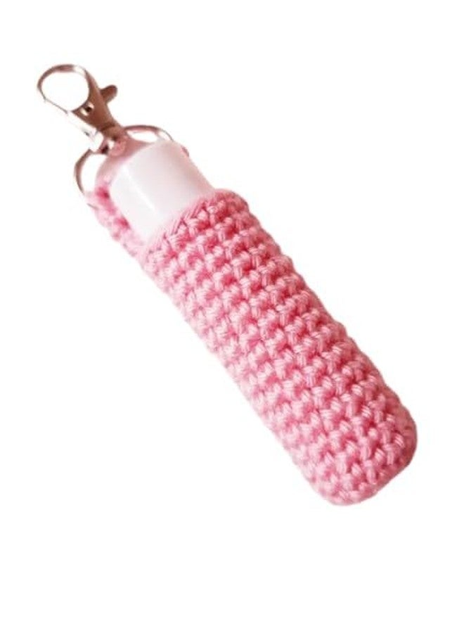 TinyHugs Handmade Crochet Keychain: Holder for Lip Balm, Lipstick, Small Essentials, Travel Mini Pouch with Secure Loop, Bag Accessory - Travel-Friendly Pouch, Bag Charm for Women & Girls (Pink) - Image 2