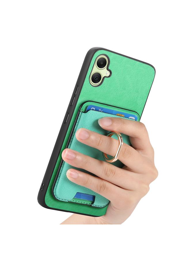 S-TOP Case For Samsung Galaxy A06 Retro Cross Leather Ring Vertical Insert Card Bag MagSafe Phone Case - Image 5