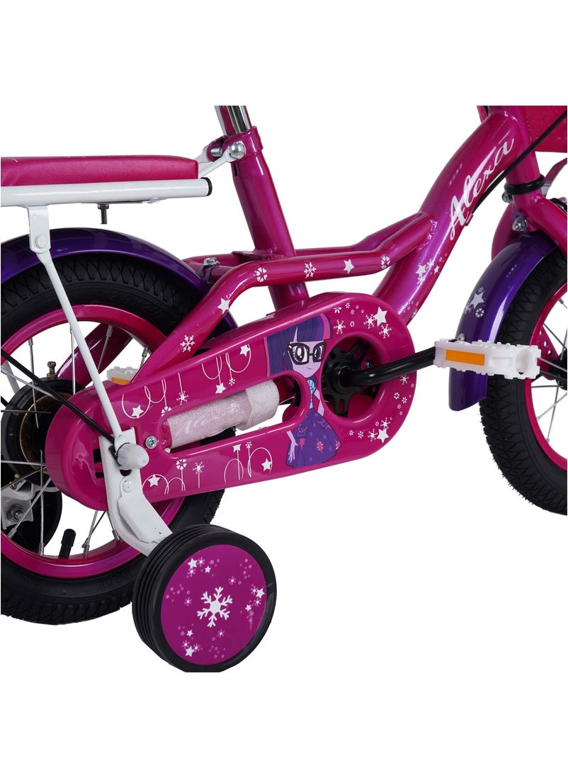 Vego - Vego Alexa Girl's 12 Inch Bicycle with Training Wheels Dark Pink - Image 1