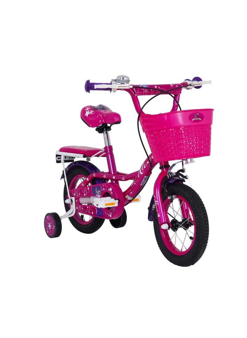 Vego - Vego Alexa Girl's 12 Inch Bicycle with Training Wheels Dark Pink - Image 1