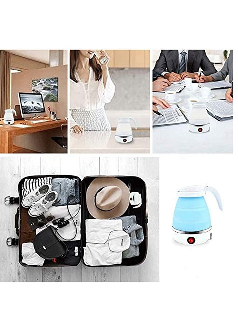 غلاية كهربائية قابلة للطي للسفر - غلاية محمولة مصنوعة من السيليكون الغذائي المحدث فائق النحافة، جهد مزدوج وسلك طاقة قابل للفصل، 555 مل 110-220 فولت الولايات المتحدة (أبيض) - Image 3