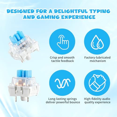 Zyghjort Keyboard Switches, 50 Pcs 3 PIN Blue Keyboard Clicker Replacement Dustproof Mechanical Keyboards Switches for Most Gaming Keyboards - Image 4