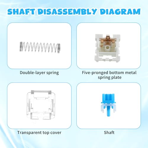 Zyghjort Keyboard Switches, 50 Pcs 3 PIN Blue Keyboard Clicker Replacement Dustproof Mechanical Keyboards Switches for Most Gaming Keyboards - Image 5