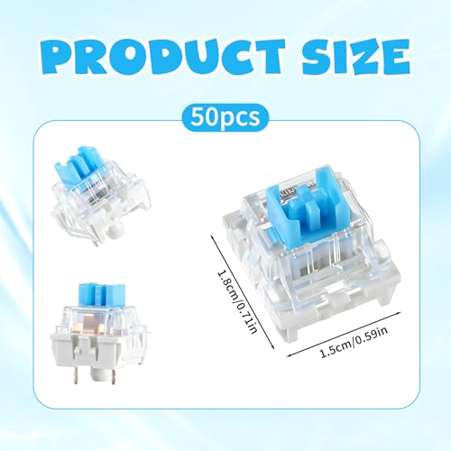Zyghjort Keyboard Switches, 50 Pcs 3 PIN Blue Keyboard Clicker Replacement Dustproof Mechanical Keyboards Switches for Most Gaming Keyboards - Image 2