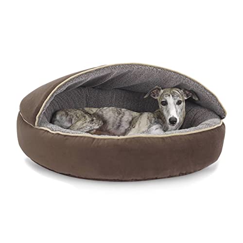 Fluffy's Luxurious Hooded Cover Fleece Fabric Fiber Filled Dogs & Cats Bed (Export Quality) (3XL, Brown) - Image 1