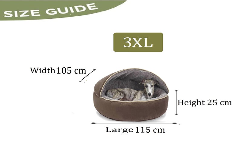 Fluffy's Luxurious Hooded Cover Fleece Fabric Fiber Filled Dogs & Cats Bed (Export Quality) (3XL, Brown) - Image 2