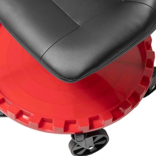 Traxion 2-230 Monster Rolling Padded Mechanic Stool Seat Garage Shop Roller Work Chair with Wheels and Tool Tray, Heavy-Duty 400-lb Capacity, All-Terrain 5" Casters, Black Red - Image 3