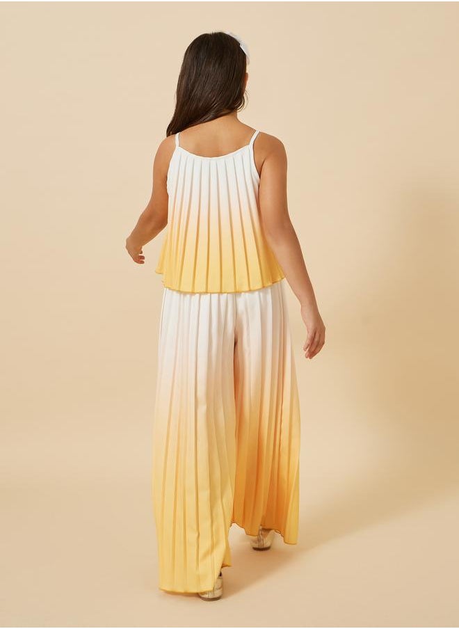 Styli - Ombre Print Pleated Top and Wide Leg Trousers - Image 1