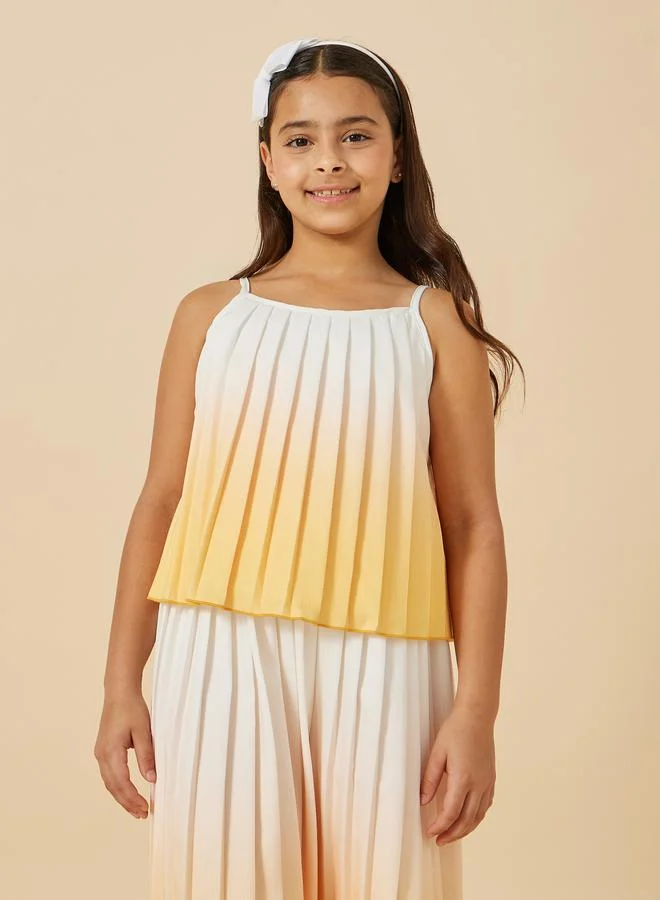 Styli Styli Ombre Print Pleated Top and Wide Leg Trousers
