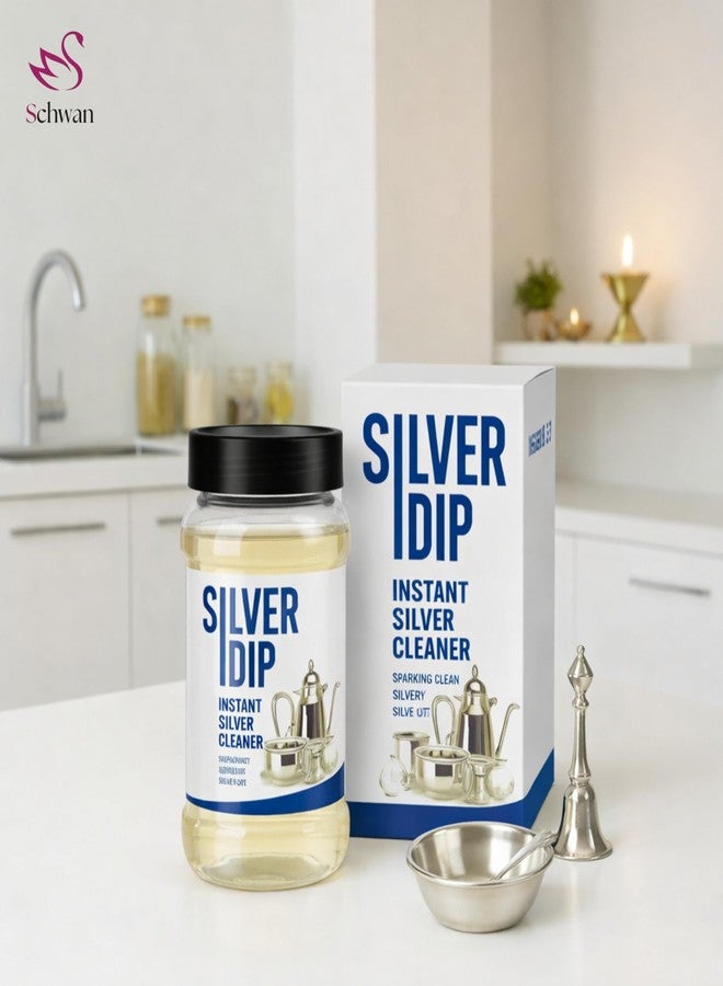 Schwan Silver Cleaner Liquid | Fast Acting Tarnish Remover for Silver Jewellery, Pooja Items & Utensils | Instant Sparkling Clean | Easy & Safe Silver Cleaner (Pack of 1) - Image 2