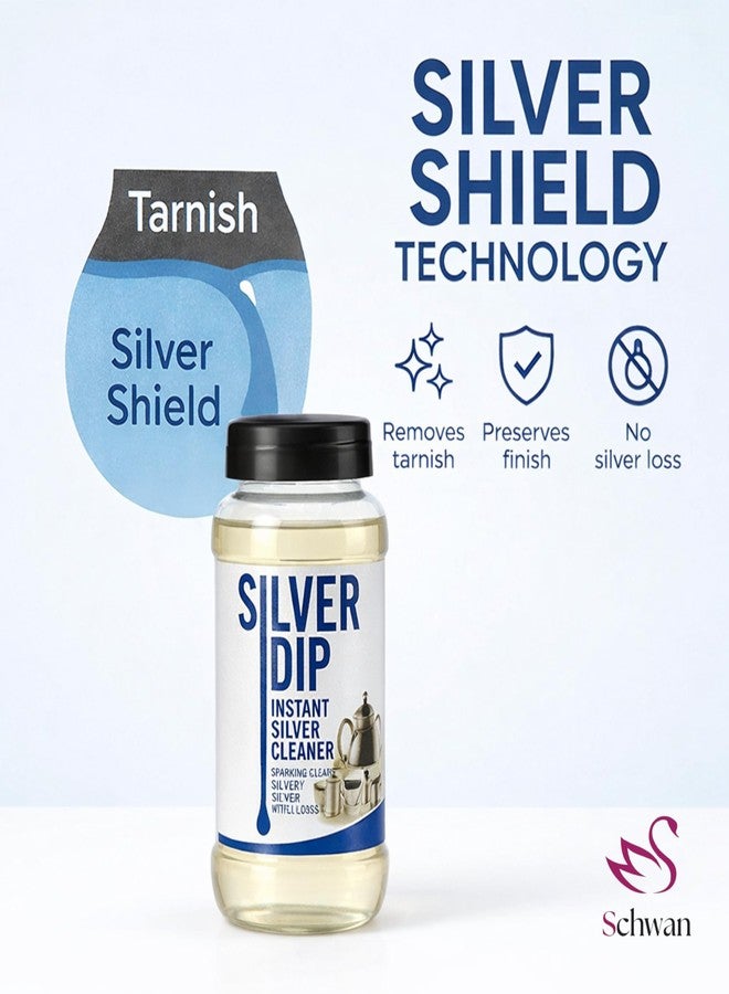 Schwan Silver Cleaner Liquid | Fast Acting Tarnish Remover for Silver Jewellery, Pooja Items & Utensils | Instant Sparkling Clean | Easy & Safe Silver Cleaner (Pack of 1) - Image 5