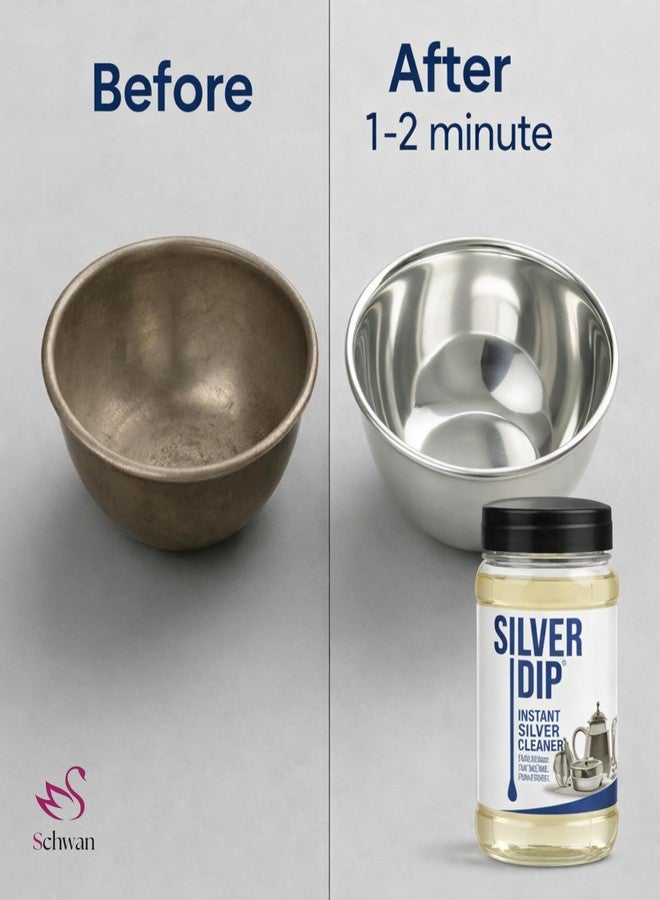 Schwan Silver Cleaner Liquid | Fast Acting Tarnish Remover for Silver Jewellery, Pooja Items & Utensils | Instant Sparkling Clean | Easy & Safe Silver Cleaner (Pack of 1) - Image 3