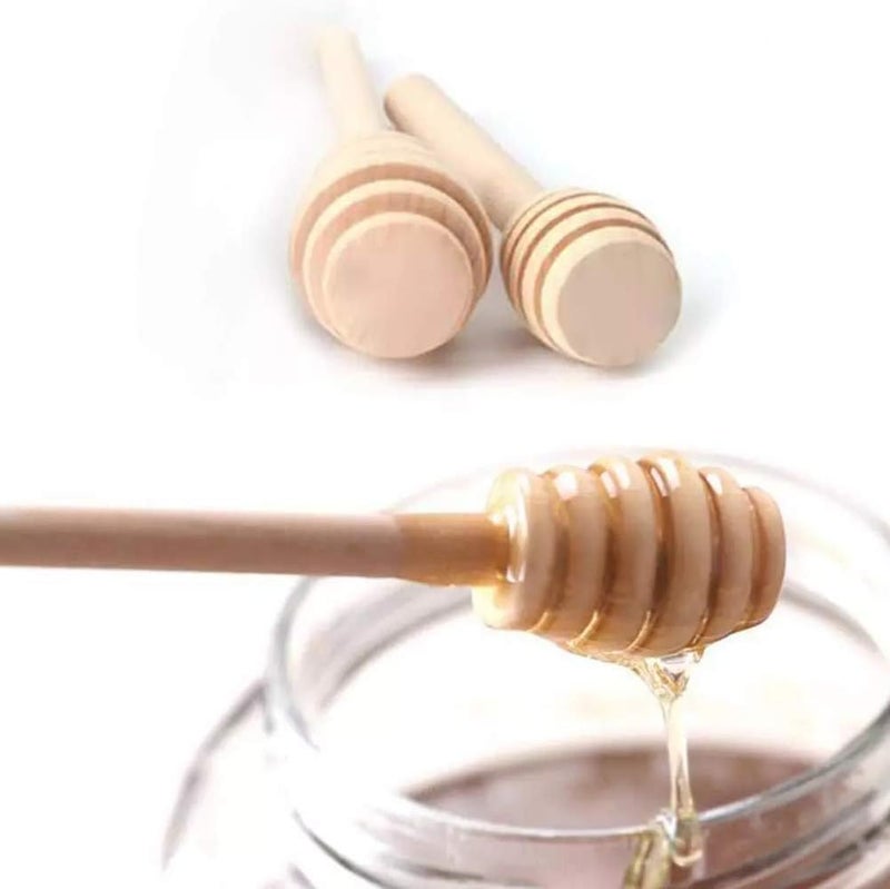 Wooden Honey Spoon Set of 5 Safe Wood Honey Spoon Fluted Head for Easy Honey Dispensing Ergonomic Handle for Daily Use - Image 3