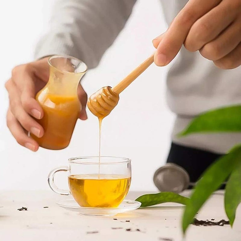 Wooden Honey Spoon Set of 5 Safe Wood Honey Spoon Fluted Head for Easy Honey Dispensing Ergonomic Handle for Daily Use - Image 5