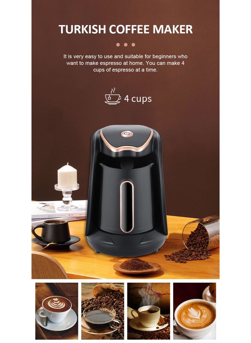Turkish Coffee Maker, Espresso Machines, Electric Coffee Pot, 300ml, 600W, 4 cups of coffee, one button operation, easy to clean, Black - Image 5