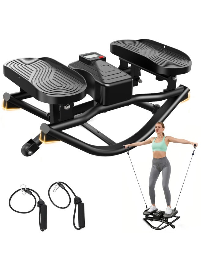 ASIV Home Twisting Stepper (with Elastic Resistance Bands) – Left-Right Lateral Rocking Motion, LCD Digital Display, Low-Impact & Quiet, Ideal for Aerobic Shaping and Home Fitness - Image 1