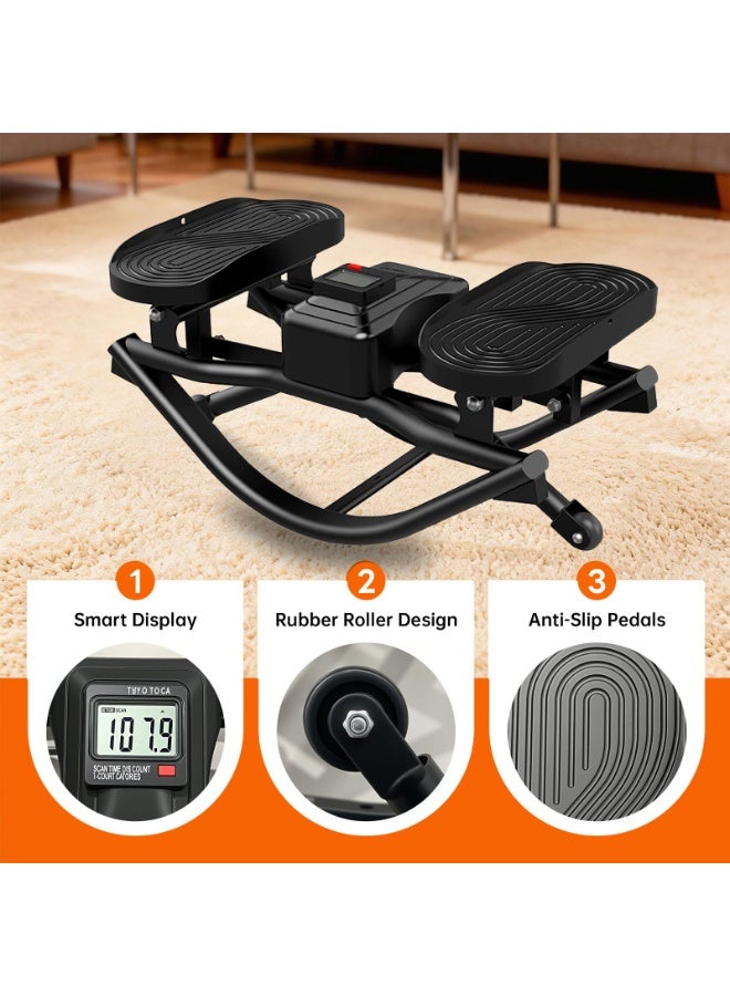 ASIV Home Twisting Stepper (with Elastic Resistance Bands) – Left-Right Lateral Rocking Motion, LCD Digital Display, Low-Impact & Quiet, Ideal for Aerobic Shaping and Home Fitness - Image 2