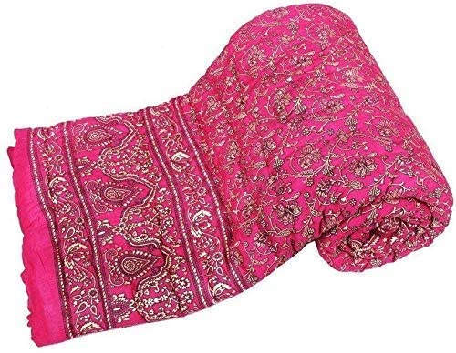 MITUL Jaipuri Razai Organic Pure Cotton Sanganeri Print Ac Quilt for All Season Soft Light Weight Rajasthani Cotton Quilt Single Bed Pink - Image 4