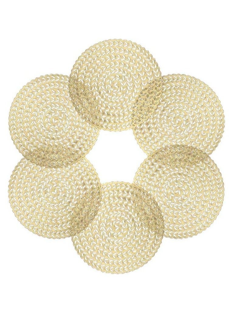 Set of 6 Gold Wheat Design Hollow PVC Coasters, Cup Mats for Thanksgiving Table Decorations, Home Festival Ornament  - Image 1