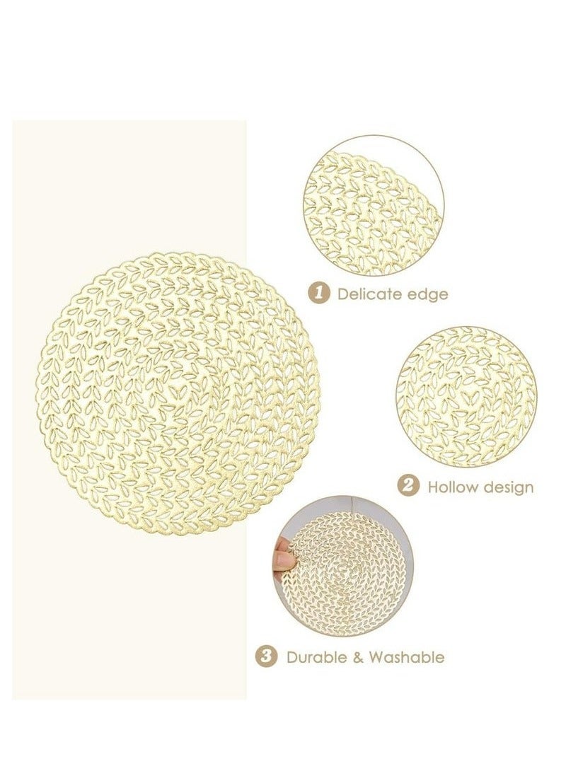 Set of 6 Gold Wheat Design Hollow PVC Coasters, Cup Mats for Thanksgiving Table Decorations, Home Festival Ornament  - Image 2