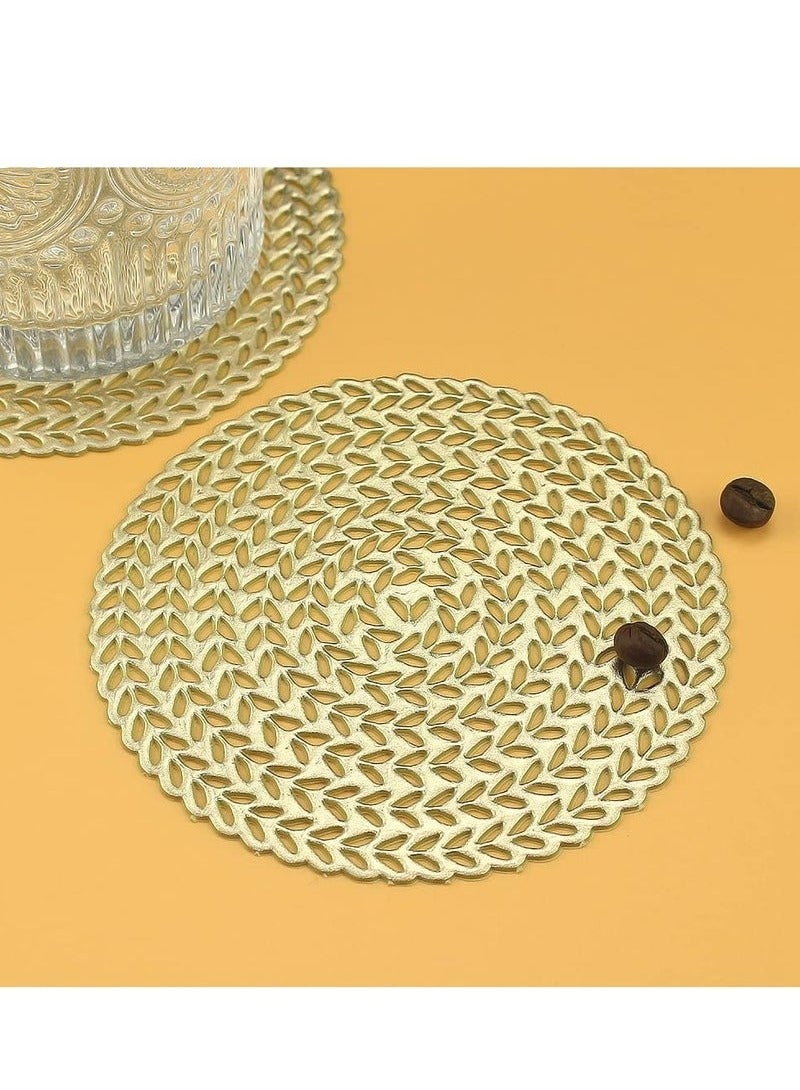 Set of 6 Gold Wheat Design Hollow PVC Coasters, Cup Mats for Thanksgiving Table Decorations, Home Festival Ornament  - Image 5